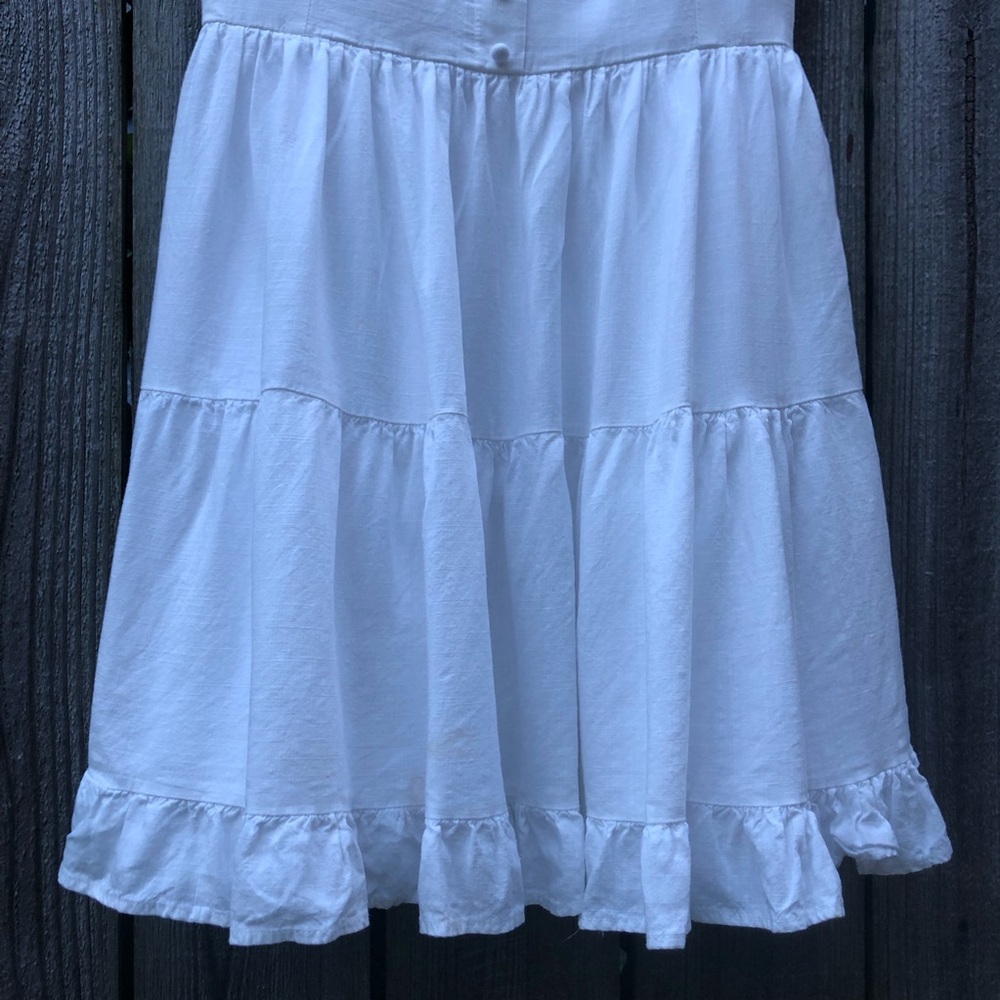 Lulus Good To Be Here Mini Dress Size S White Babydoll Cotton Linen Corset - Picture 5 of 16